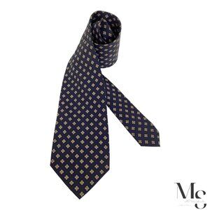 BRIAN & BARRY Blue Floral Silk Tie Made In Italy W: 3.75" EX COND